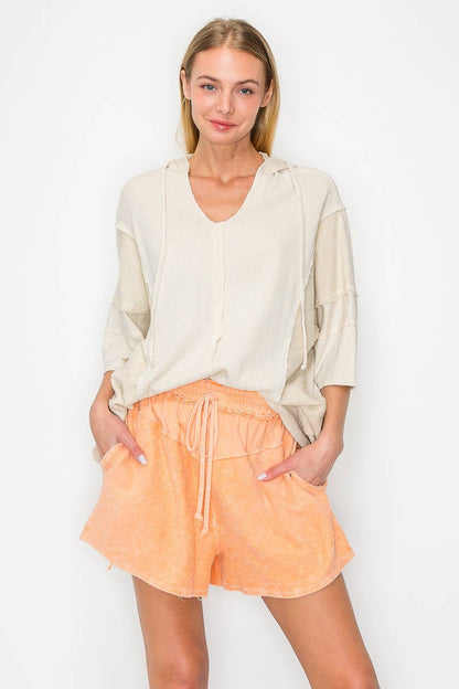 Mineral Wash Waffle Thermal Terry top HT5641