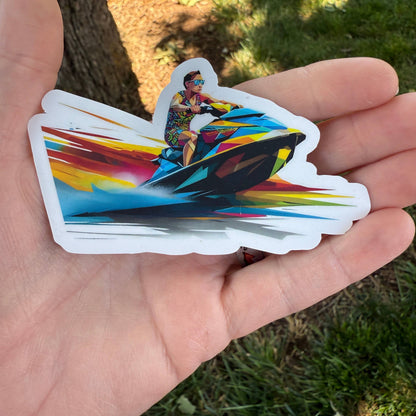 Jet Ski Adventure Sticker - 4" Vinyl Sticker