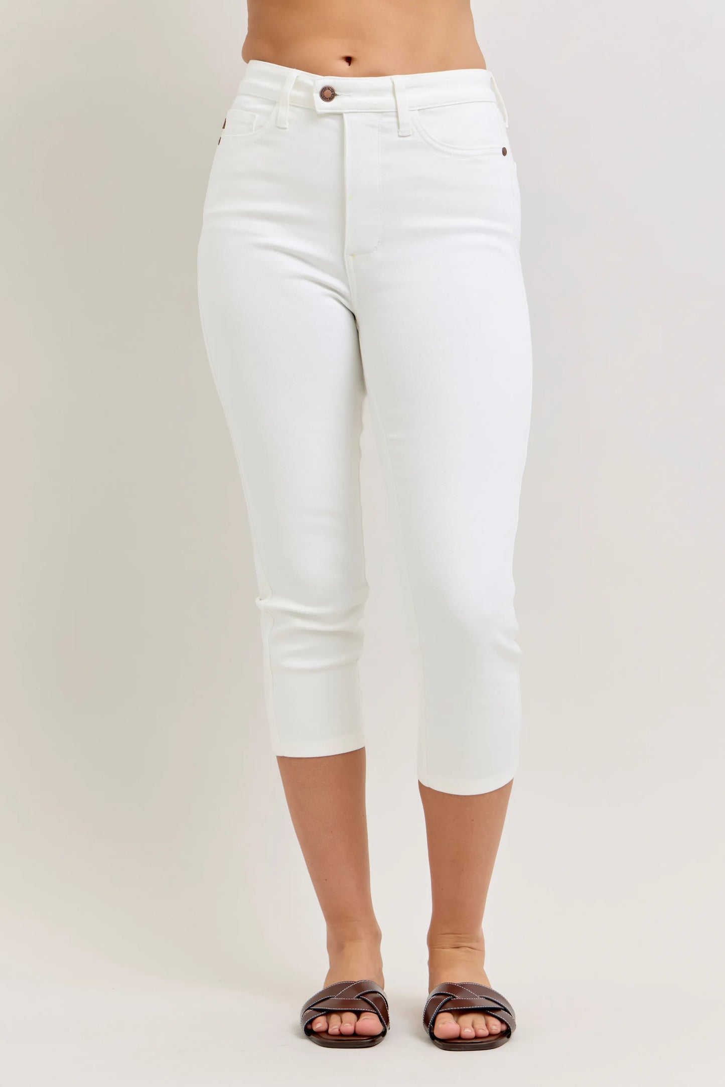 Judy Blue 78121 HW Tummy Control Capri with Spade Pockets Extended Waistband Jeans