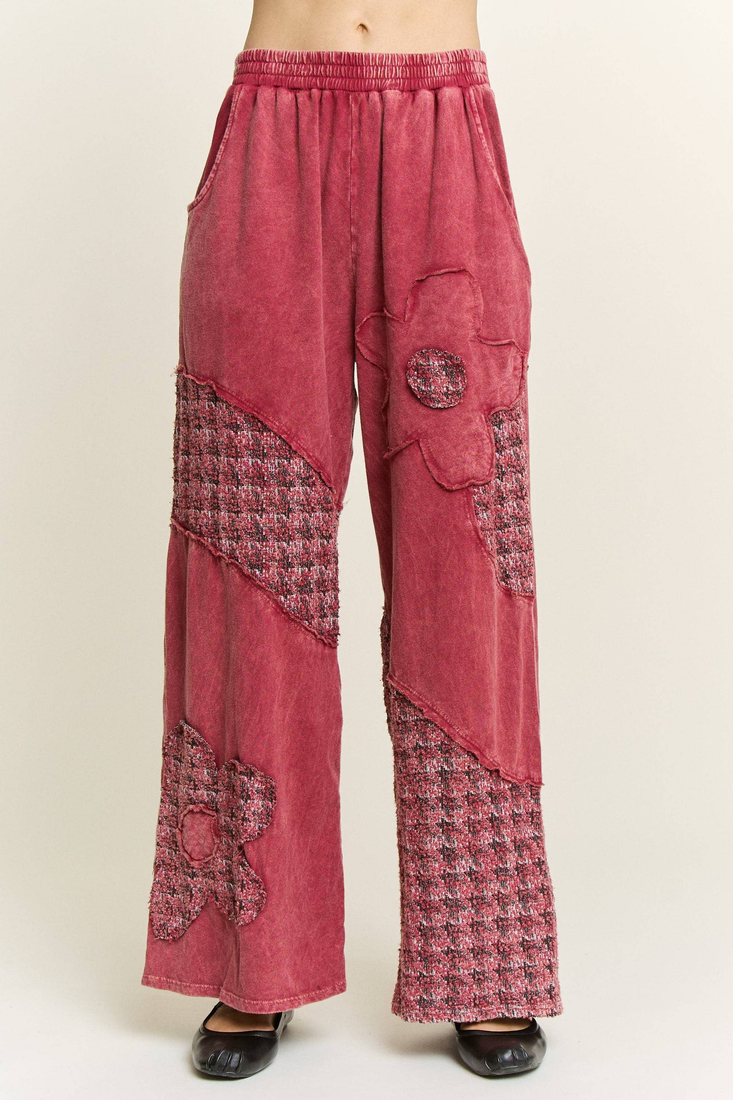 Mineral Washed Tweed Daisy patch Wide leg pants HP6751