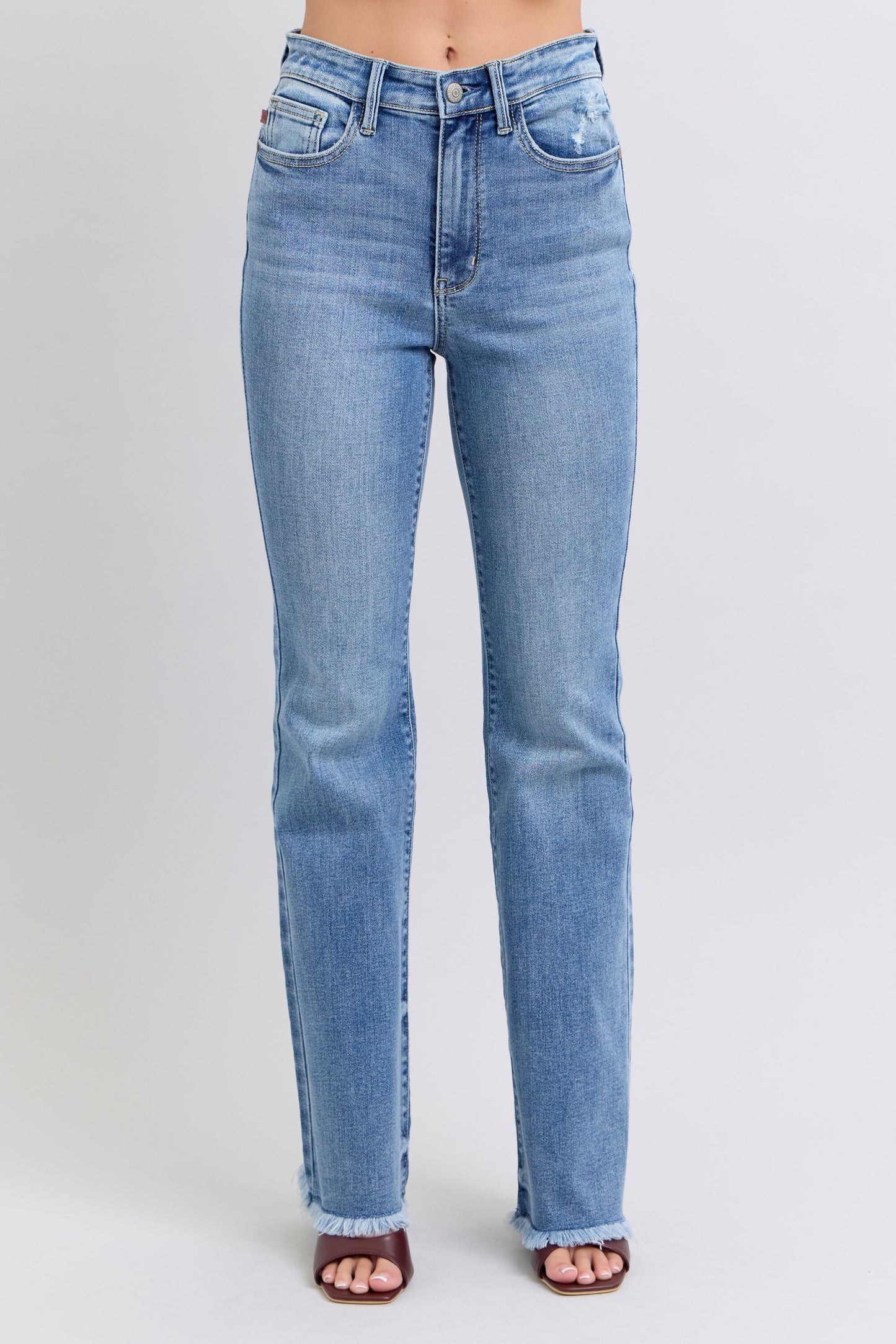 82486 HW Bootcut Fray Hem Judy Blue Jeans