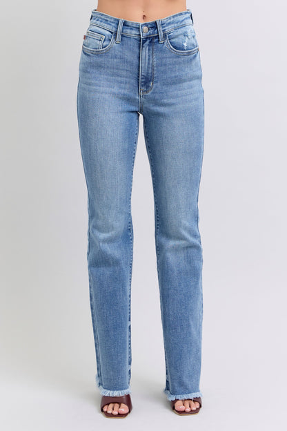 82486 HW Bootcut Fray Hem Judy Blue Jeans