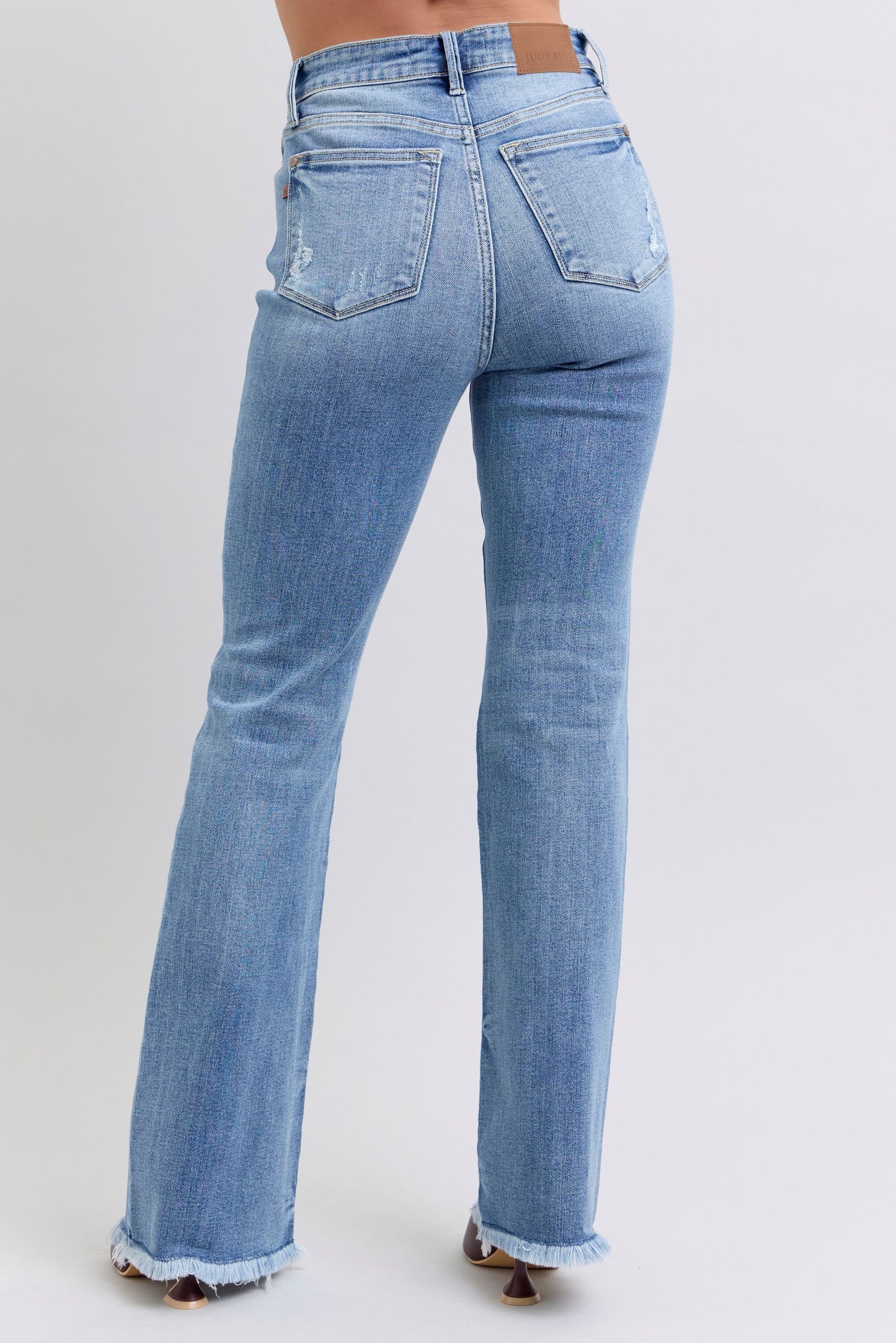 82486 HW Bootcut Fray Hem Judy Blue Jeans