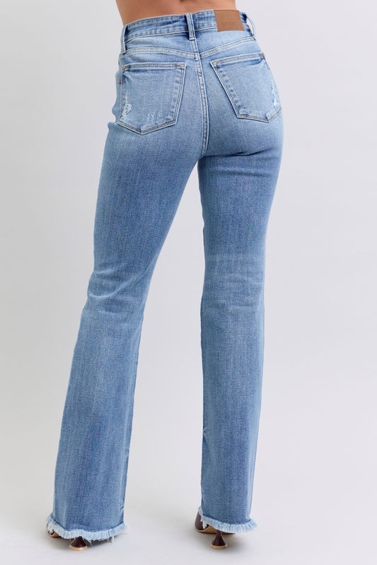 82486 HW Bootcut Fray Hem Judy Blue Jeans