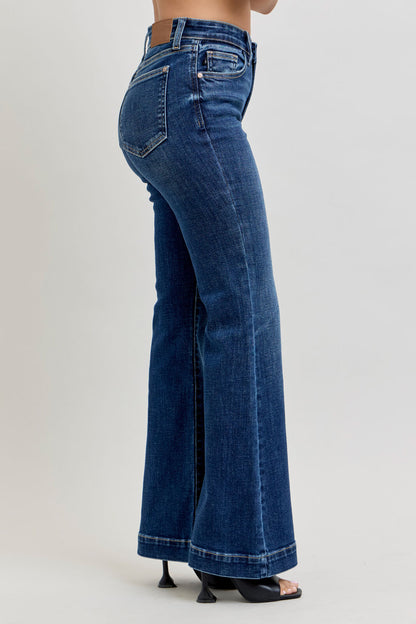 82637 Judy Blue HW Petite Trouser Flare Jeans