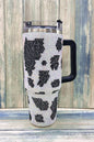 Black COW Rhinestone Stainless Steel Tumbler Cup  40oz :