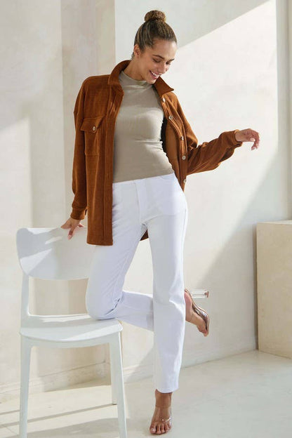 Women's Corduroy Button Up Shacket Fall Style TP2583