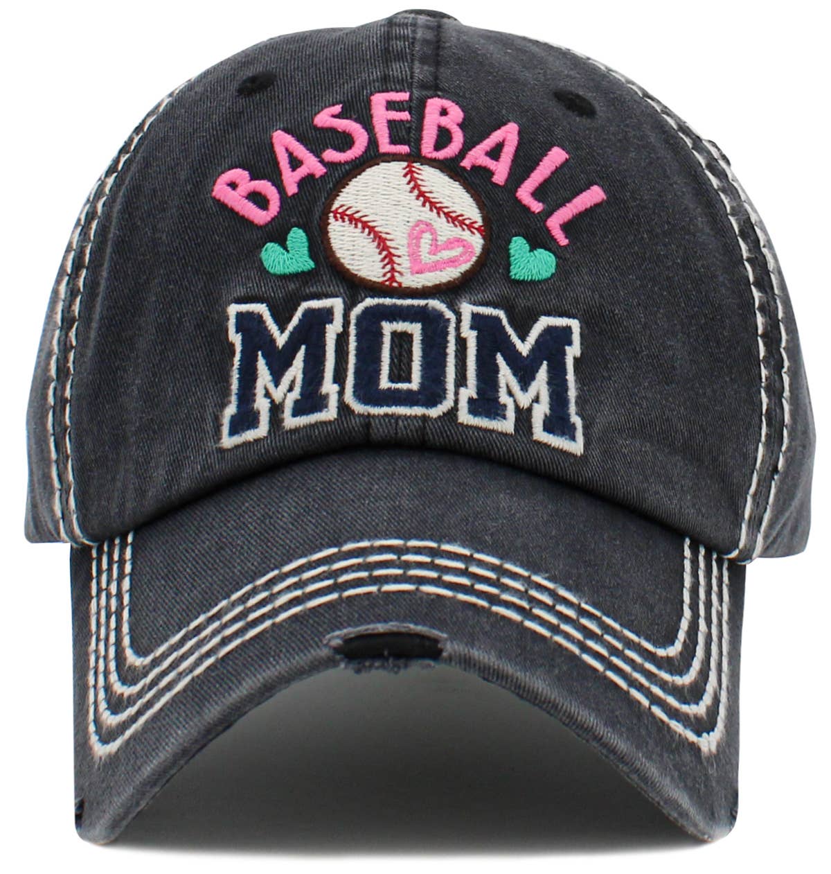 Baseball Mom Washed Vintage Ballcap: BUR