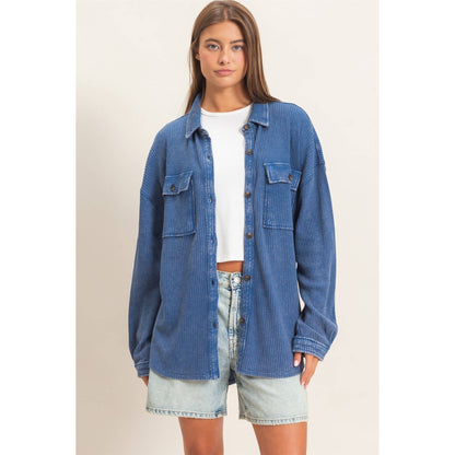 HYFVE Mineral Washed Waffle Knit Shacket DZ26E249