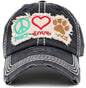 Peace Love Dogs Vintage Ballcap