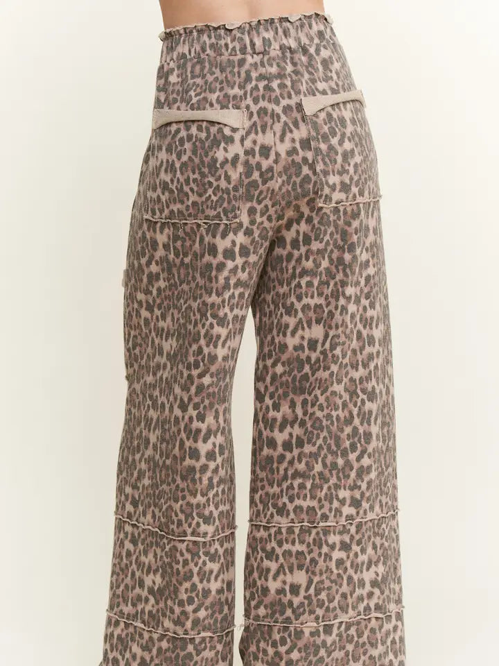 Mineral Washed Animal Leopard Wide Leg Pants – J.Her (HP6583)