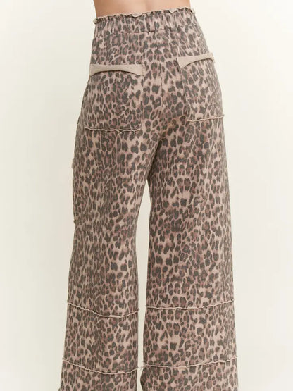 Mineral Washed Animal Leopard Wide Leg Pants – J.Her (HP6583)