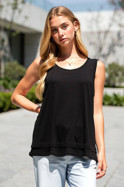 Dear Scarlett Baby Ribbed Tank Top w/ Raw Edge Detail