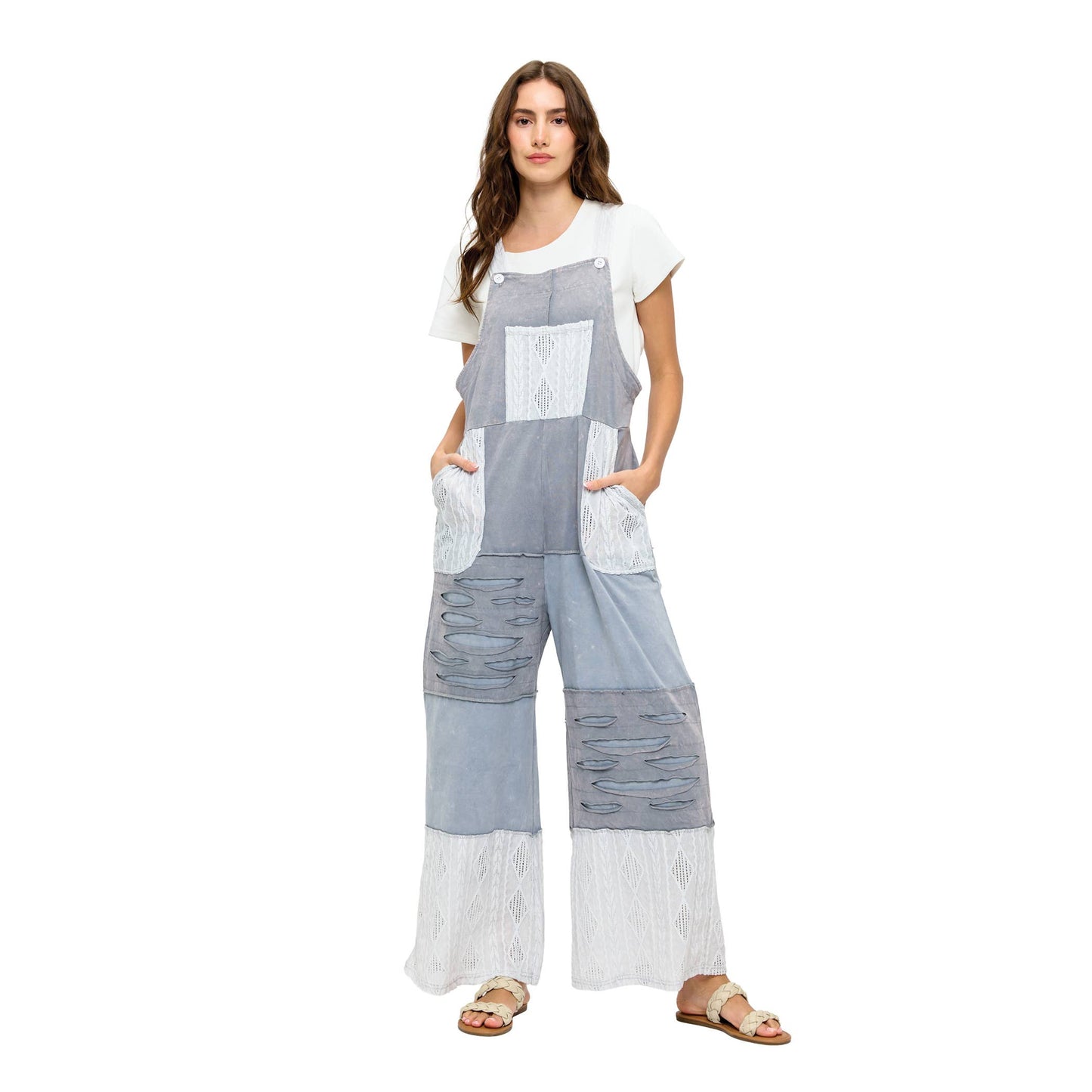 Boho Patchwork Overall Razor Cut Lace