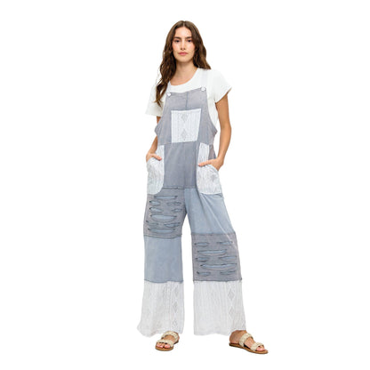 Boho Patchwork Overall Razor Cut Lace