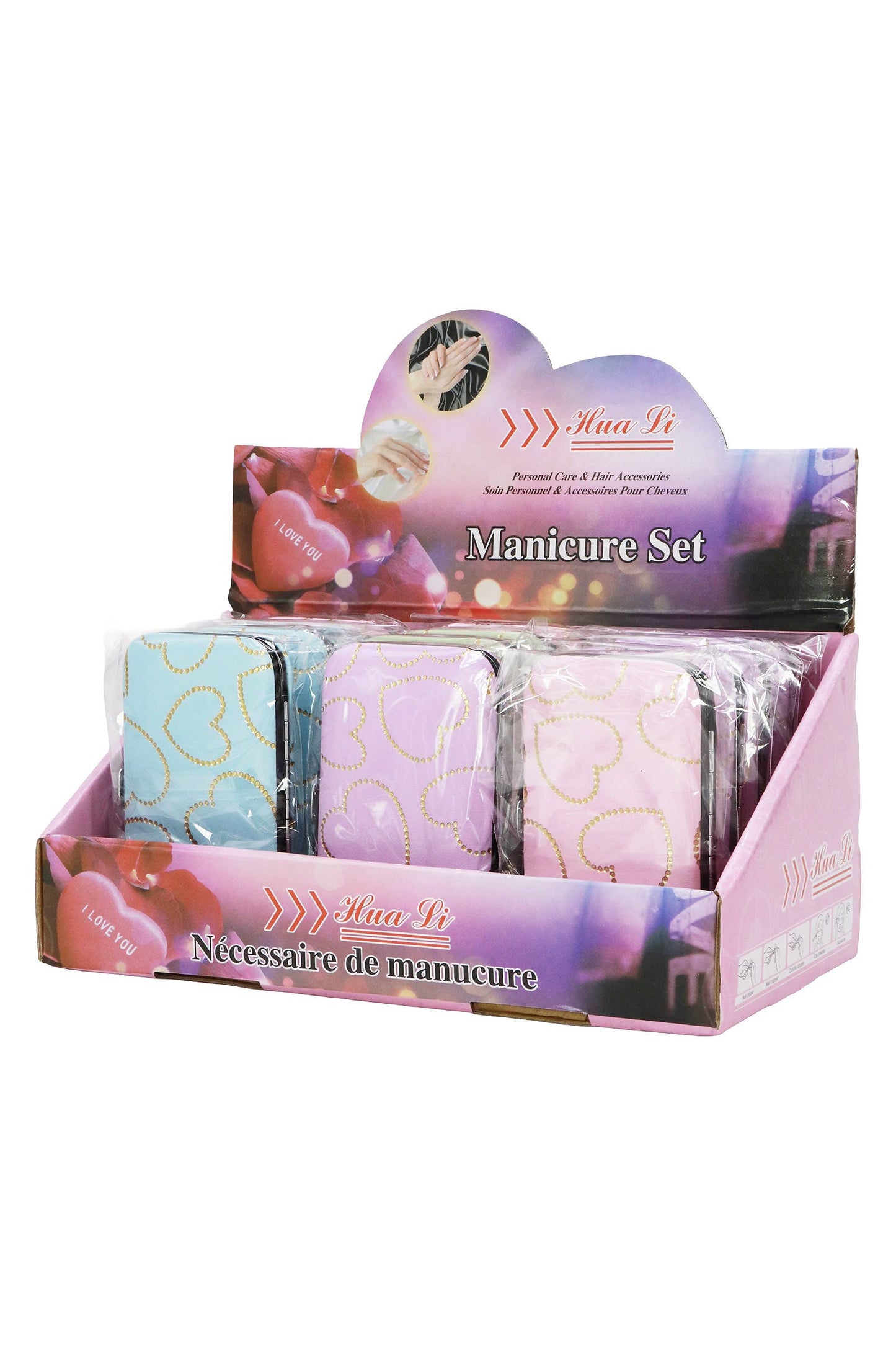 Bling Hearts Vegan Leather 7-pcs Nailcare Kit