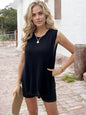 Sleeveless Lounge Set Open Side Knit Top and Ribbed Shorts