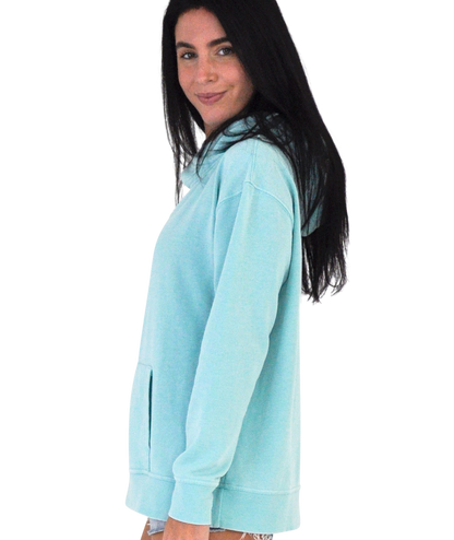 Ladies Crossover Hoodie - Garment Burnout Fleece