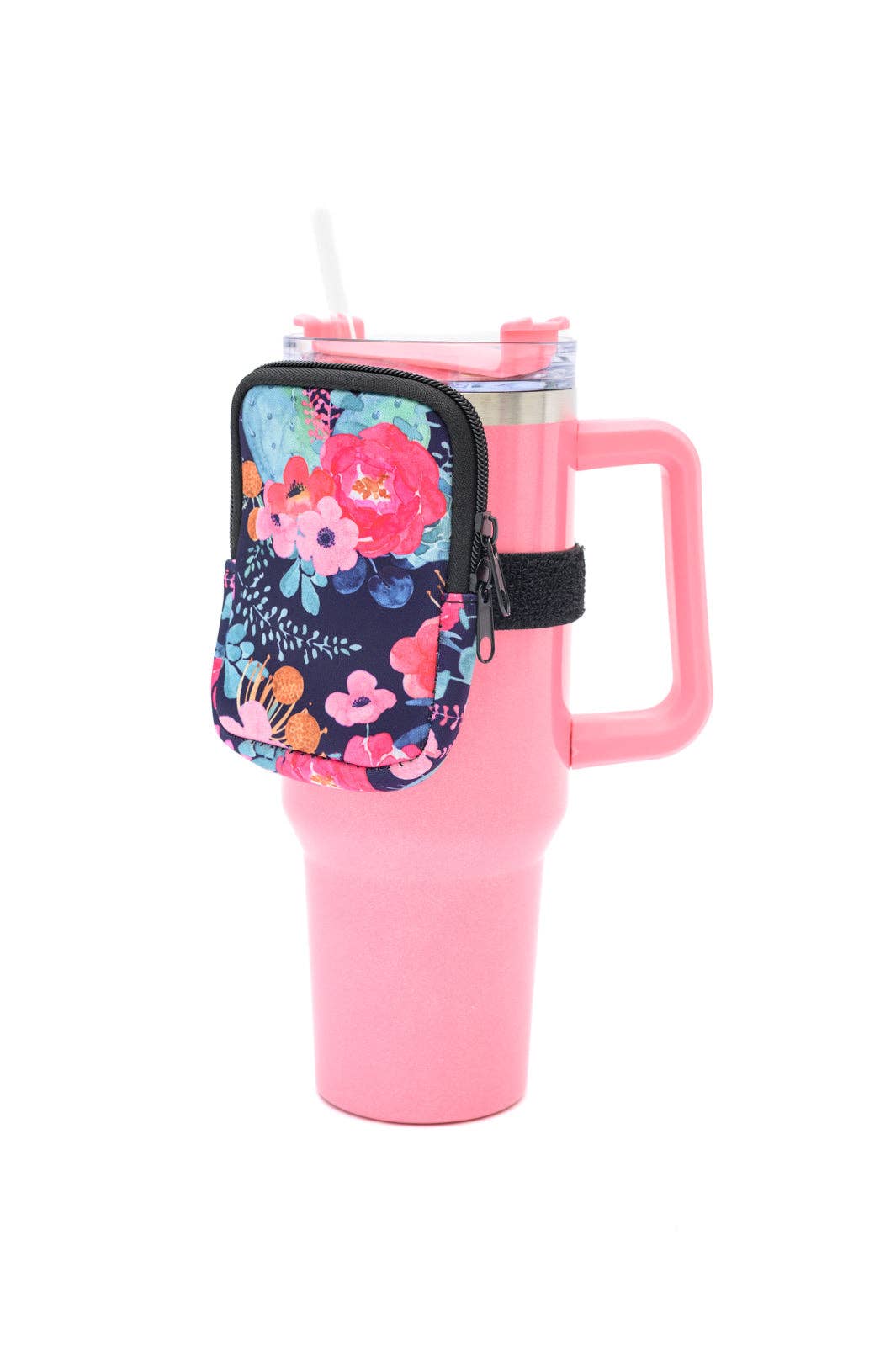 Tumbler Zip Pouches: Pink Background Floral