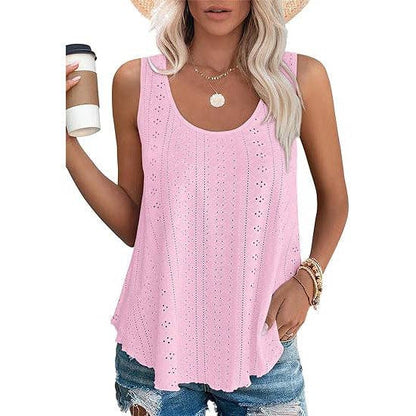 Women's Summer Loose Fit Round Neck Sleeveless Vest Top