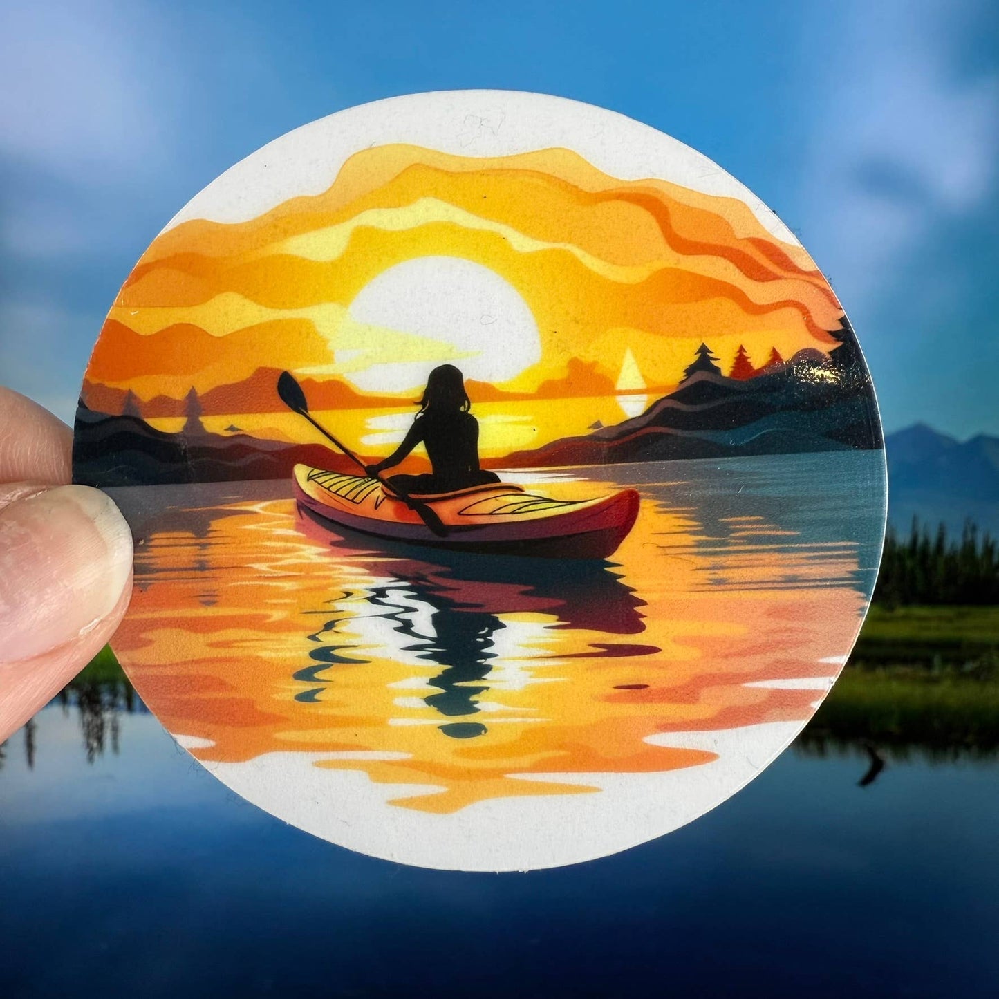 Sunset Kayaking Sticker - Transparent/Opaque Vinyl