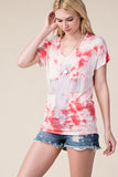 Vocal S/S V Neck Top Shirt with laced back and cross stone details