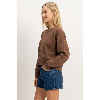 Acid Wash Seam Detail Crew Neck Sweatshirt DZ26A655