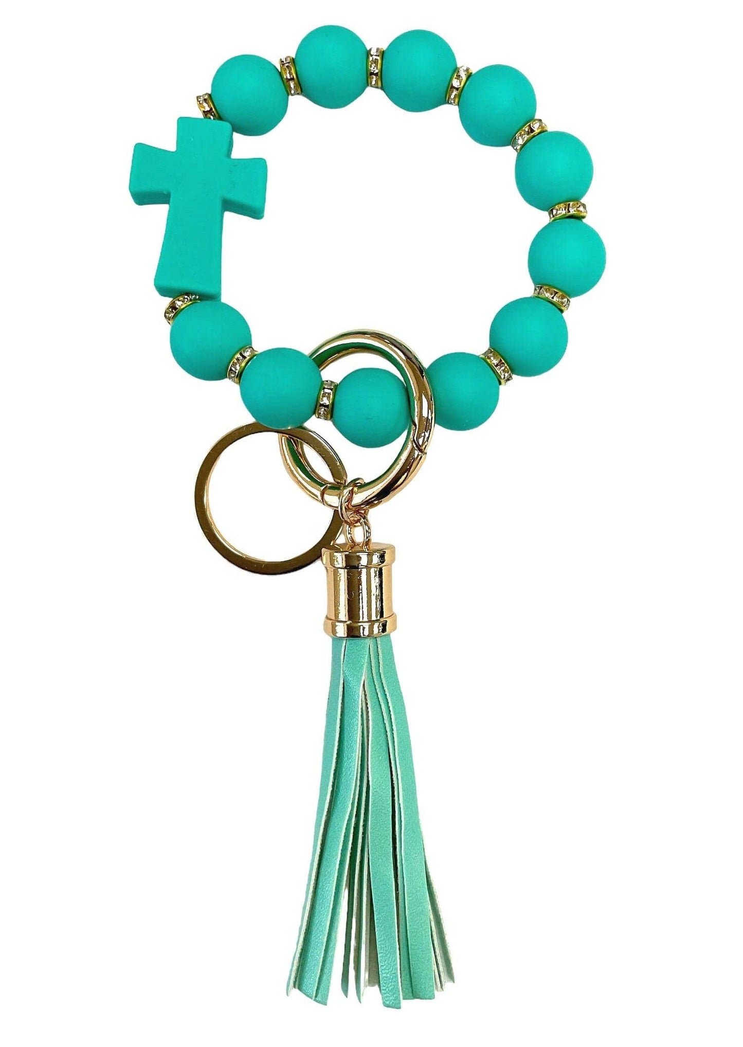 BB139x191 Silicone Beaded Cross Keychain Bracelet