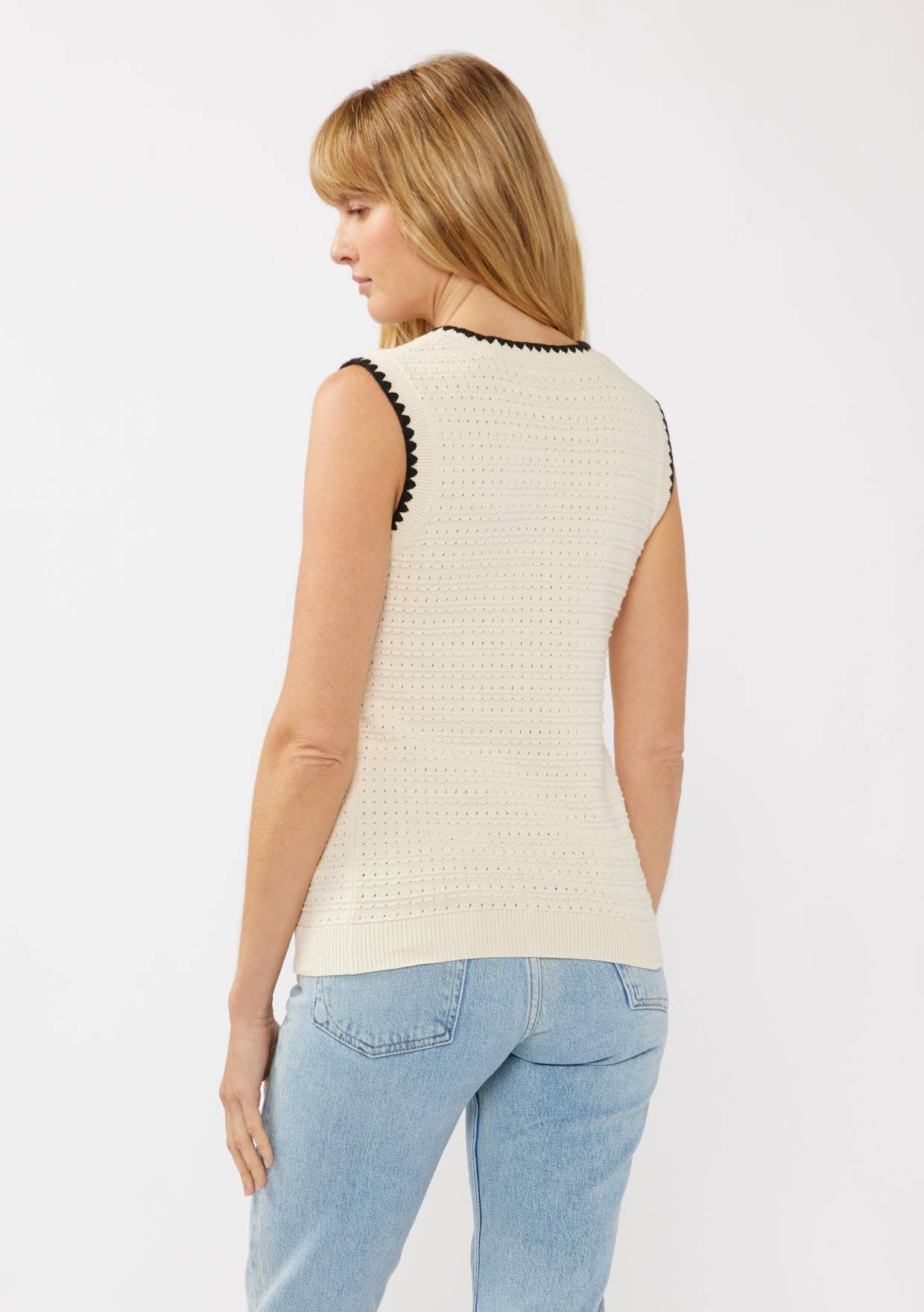 Chain Link Crewneck Tank Sweater Top