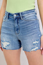 Judy Blue 15294 HW Shorts with Stitch Over Destroy Detail