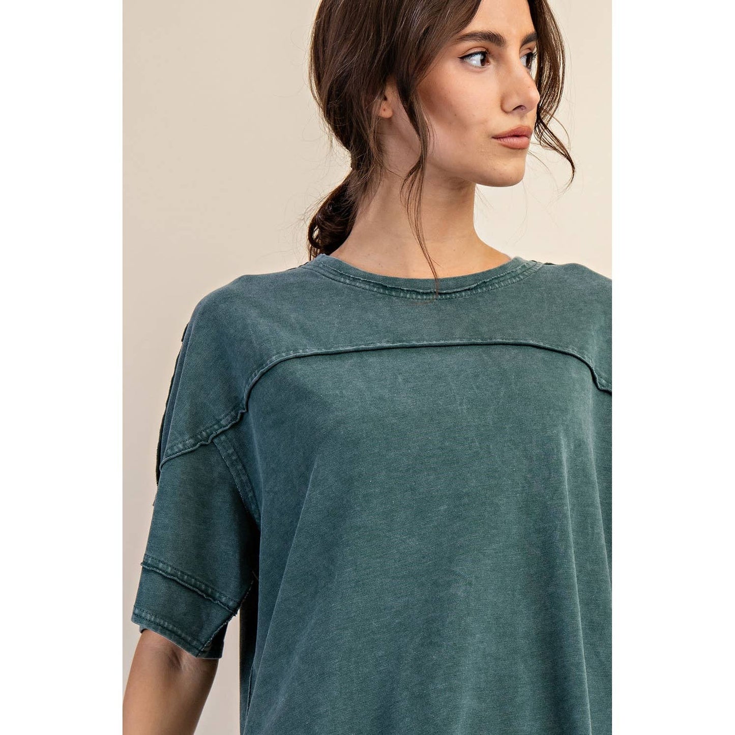 Rae Mode Mineral Washed Short Sleeve Top T Shirt T9984