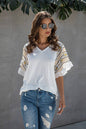 Medium Printed Ruffle Sleeve Top: White