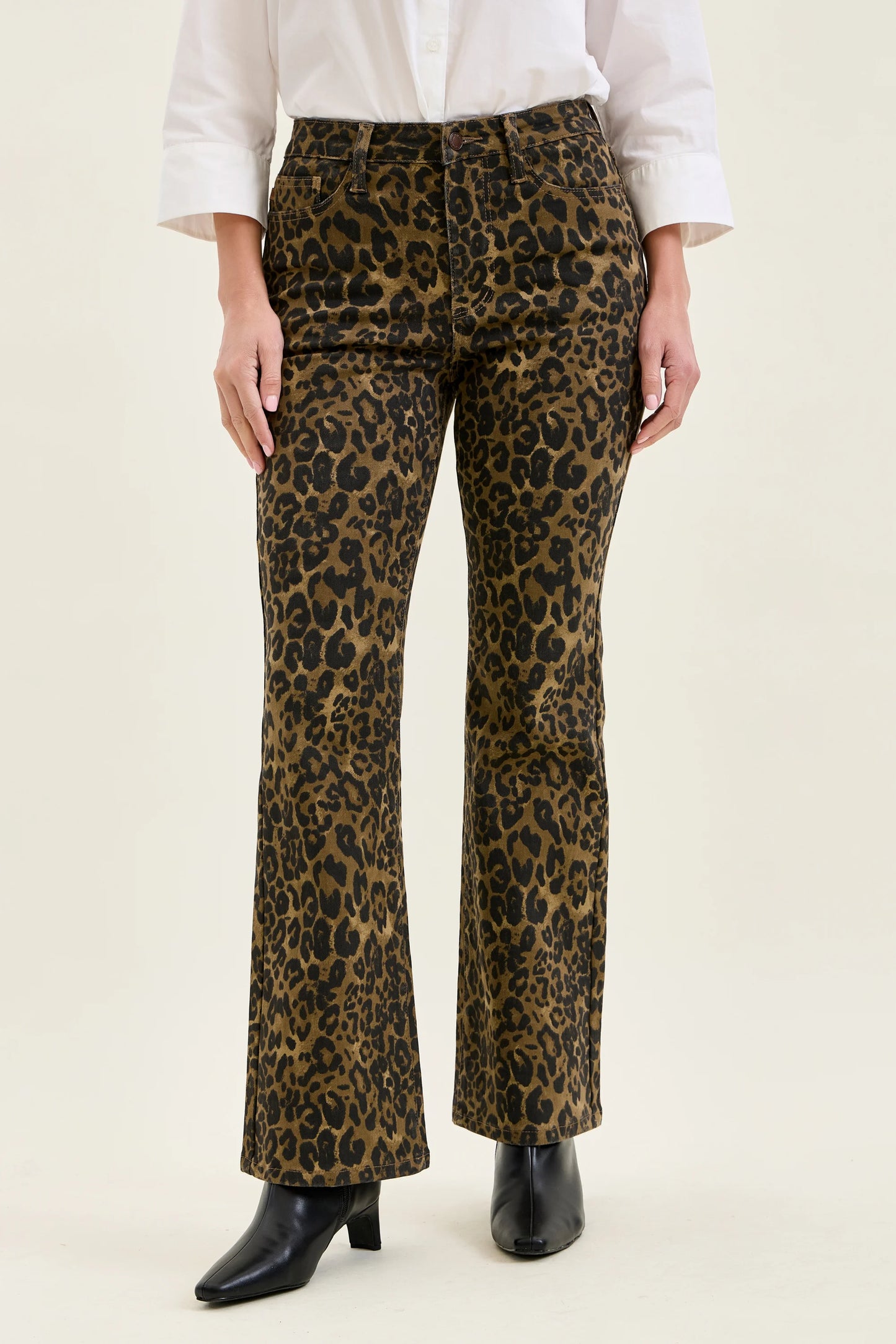 881183 Judy Blue HW Bootcut Leopard Print Jeans
