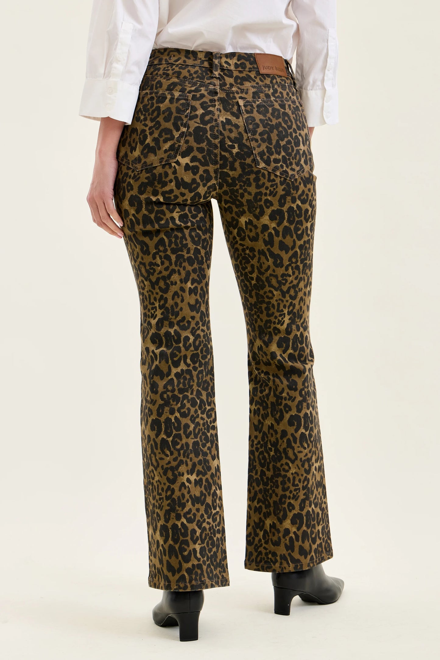 881183 Judy Blue HW Bootcut Leopard Print Jeans
