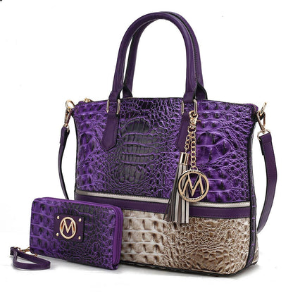 Autumn Crocodile Skin Tote Bag with Wallet by Mia k