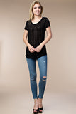 Vocal S/S Trimmed round neck Shirt Top with stones all over