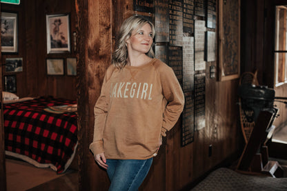 Raw Edge Fleece Crew Neck in Pumpkin