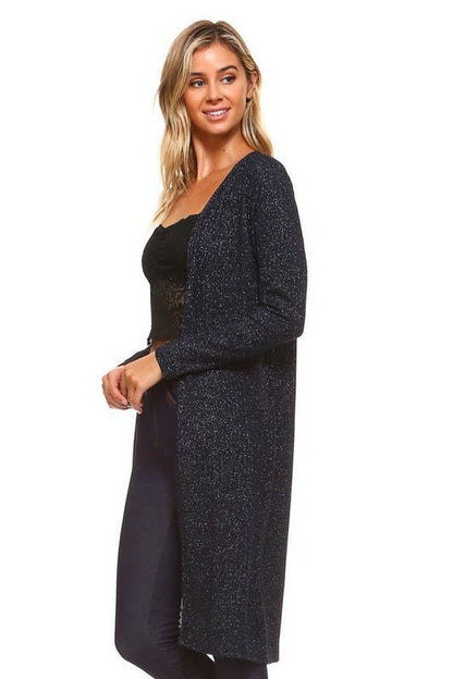 Yelete Metallic Knit Longline Cardigan CRD002