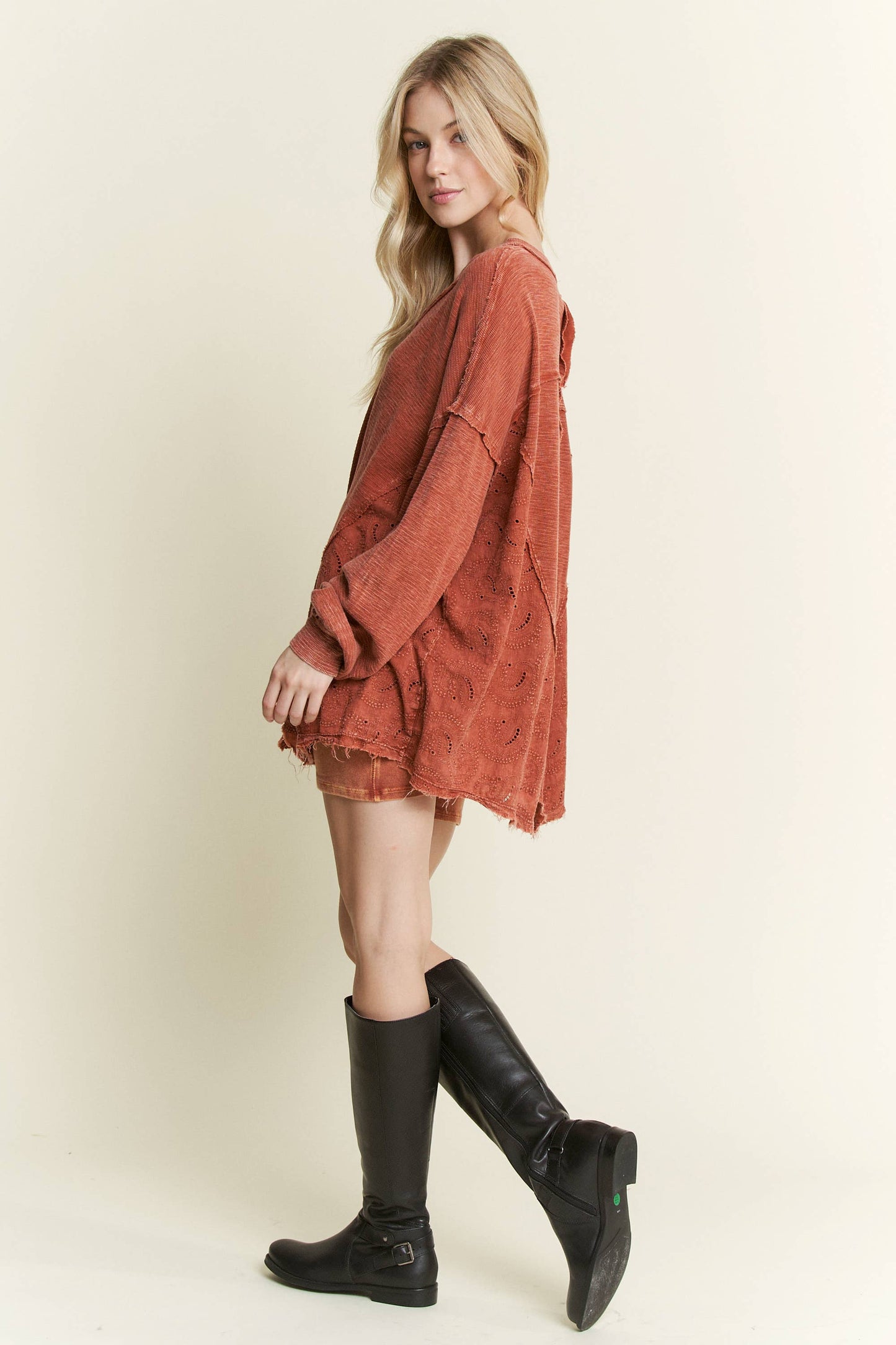 BEST Mineral Washed Western Boho Paisley Top HT5559