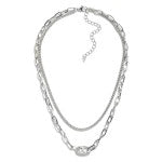 Layered Multi-Chain Link Necklace Featuring Anchor Chain Charm