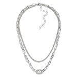 Layered Multi-Chain Link Necklace Featuring Anchor Chain Charm.