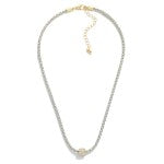 Popcorn Chain Necklace Featuring Crystal Cuff Pendant