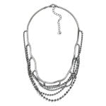Snake Chain Necklace With Rhinestone Tassel Accents