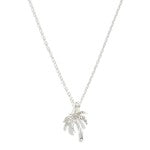 Dainty Chain Link Necklace Featuring Rhinestone Palm Tree Pendant