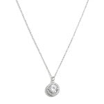 Dainty Chain Link Necklace With Premium Cubic Zirconia Circular Pendant