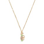 Green Golf Sports Themed Pendant Necklace With Rhinestone Accent