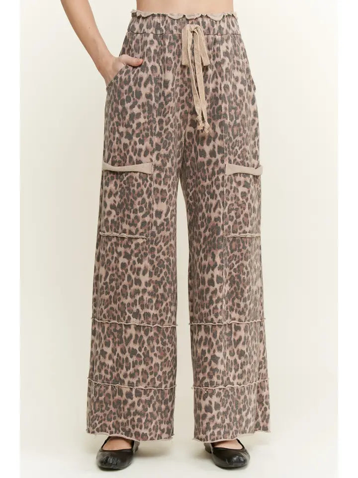 Mineral Washed Animal Leopard Wide Leg Pants – J.Her (HP6583)