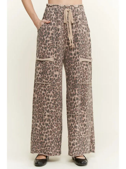 Mineral Washed Animal Leopard Wide Leg Pants – J.Her (HP6583)