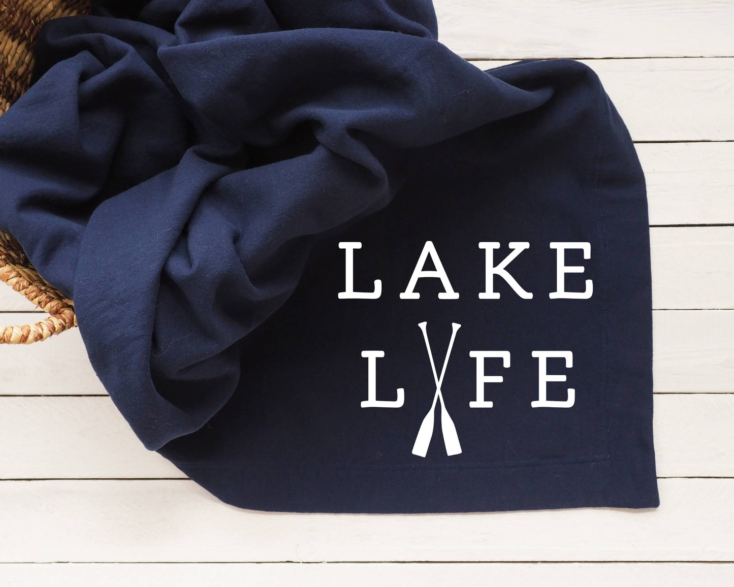 Lake Life Beach Blanket - Camping Sweatshirt Blanket: CHARCOAL