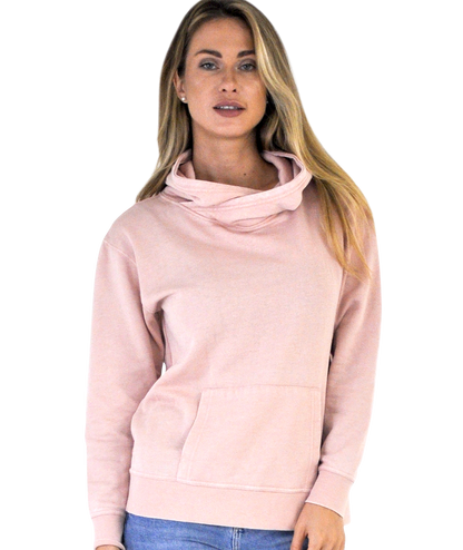 Ladies Crossover Hoodie - Garment Burnout Fleece